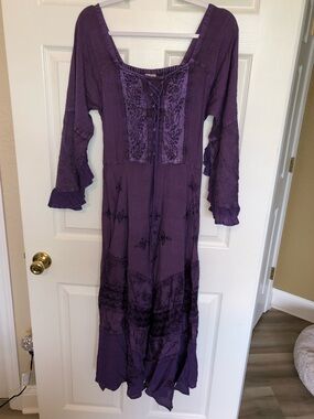 Advance Apparels Purple Embroidered Maxi Dress